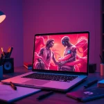 Engaging NSFW AI content creation in a cozy digital workspace, showcasing creativity.