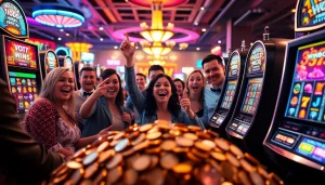 Menangkan slot deposit 1k dengan kegembiraan para pemain di kasino yang meriah.