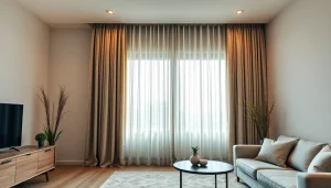 Verduisterende gordijnen in een stijlvolle woonkamer creëren een elegante sfeer en optimale privacy.