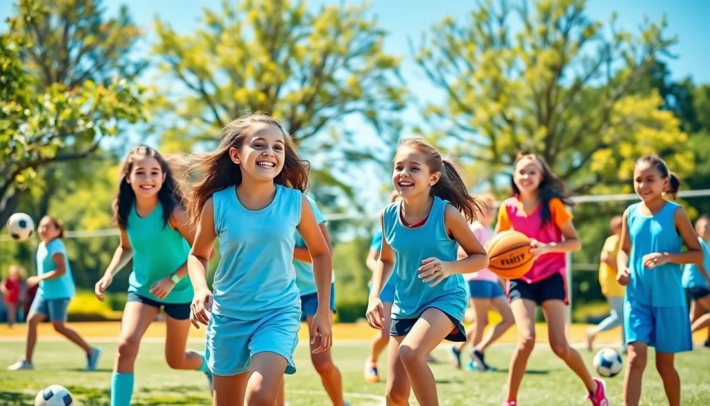 Girls having fun during activities at Multi Sports Camps for Girls in an outdoor setting.