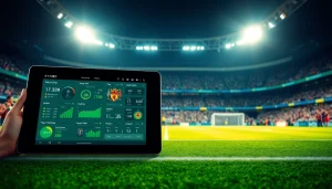 View the جدولพรีเมียร์ลีก as a dynamic sports statistics graphic displayed on a tablet.