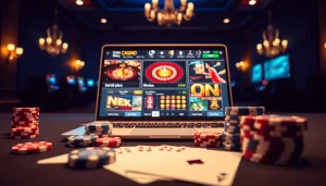 Interface de jeu en ligne engageante représentant le casino en ligne Français avec des jeux vibrants.