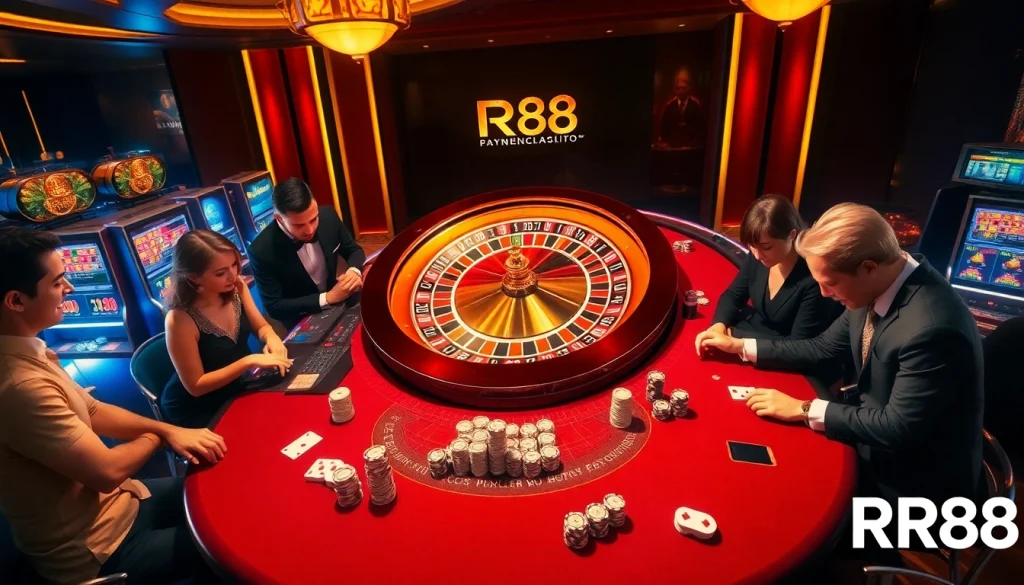 Players enjoying an engaging roulette game at RR88 Casino with luxurious ambiance.
