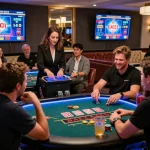 Exciting baccarat gaming scene showcasing vibrant atmosphere and players engaging at modern tables.