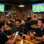 Cakhiatv platform enhances excitement of sports betting at a lively bar with friends
