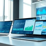 Visualize AI for competitor analysis with dynamic analytics dashboards in a modern workspace.