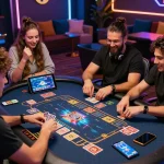 Exciting go88 online gaming scene with friends enjoying a vibrant casino atmosphere