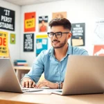 Achieve IT certifications without studying with focused individual in a vibrant workspace.