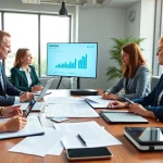 Effective contract management discussion among professionals in a modern office setting.