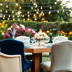 Discover stylish chair rentals elegantly arranged for a beautiful outdoor event setting.