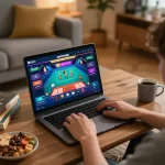 Gamblers enjoying strategic gameplay on the sunwinapk app in a cozy living room setup.