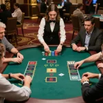 Engaging blackjack game at Spin Panda kasino with players making strategic decisions and chips in play