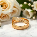 Beautiful wedding rings showcased elegantly alongside fresh flowers for romantic moments