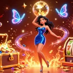 Ressentez l'excitation des bonus de casino en ligne avec des personnages vibrants et des éléments de jeu éblouissants dans une atmosphère festive.