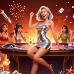 Play free credit baccarat at an exciting table surrounded by lively casino elements.