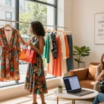Fashion scene at shs-dome5.com showcasing trendy outfits in urban boutique.