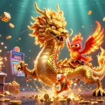 Découvrez un gameplay palpitant avec des bonus de casino en ligne présentant un dragon dynamique et un phoenix dans une illustration 3D vibrante.
