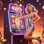 Ikuti permainan toto togel yang mendebarkan bersama wanita Asia yang merayakan kemenangan jackpot di mesin slot.