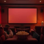 ดูหนังในบ้านที่อบอุ่นพร้อมที่นั่งสบายและโคมไฟอ่อน
