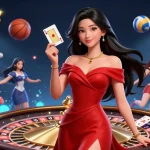 Experience win678's thrilling casino atmosphere with a stunning woman, roulette, and dynamic game elements.