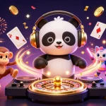 Engage in fun 1 on 1 video chat with animated casino characters spinning wheels and winning coins.