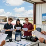 Students trained at Pray Aviation Milton FL checking aircraft for flight readiness.