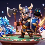 Engaging illustration of baccarat showcasing gameplay excitement with cartoon characters and vibrant casino elements.