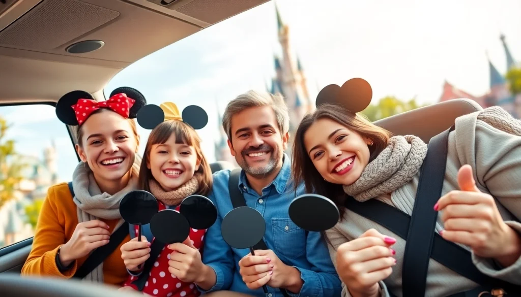 Enjoying a comfortable Beauvais Airport to Disney Transfer with family at Disneyland Paris.