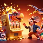 Chat with girls while enjoying a dynamic casino scene featuring jackpot coins flying around in excitement.