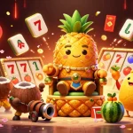 Experience the excitement of slot gacor with vibrant characters and dynamic casino elements in a dazzling scene.
