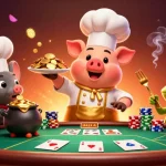 Jouez avec le chef cochon servant des pièces d'or au casino fiable en ligne.