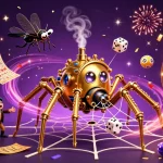 Experience Baccarat formula with a dynamic scene of a steampunk spider and lottery elements in action.
