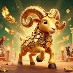 Visualisation dynamique des meilleurs sites de pari en ligne, avec un bélier doré et des éléments de jeu saisissants.