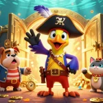Plongez dans le meilleur site de pari en ligne avec des pirates jouant aux jeux d'argent entourés de trésors scintillants.