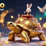Animation dynamique de jeux sur un casino en ligne en France légal avec tortue dorée et croupiers.