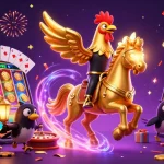 ジャパニーズルーレットをテーマにしたカジノの夜景で賑やかなシーンを演出するイラスト