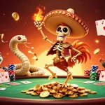 Le casino français en ligne prend vie dans une scène dynamique avec un rooster mariachi dansant.
