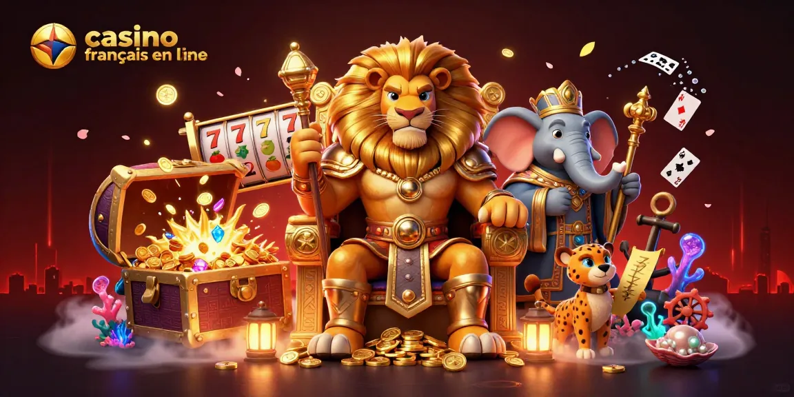 Découvrez le casino français en ligne avec le roi lion en armure, des machines à sous et des trésors marins.